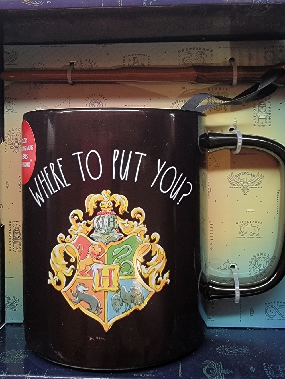 GRYFFINDOR Harry Potter Color Changing Mug & Wand Rae Dunn Magenta 21.3 oz